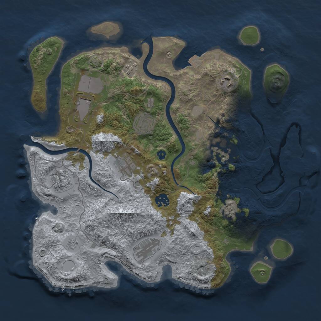 Rust Map: Procedural Map, Size: 3500, Seed: 670310951, 14 Monuments