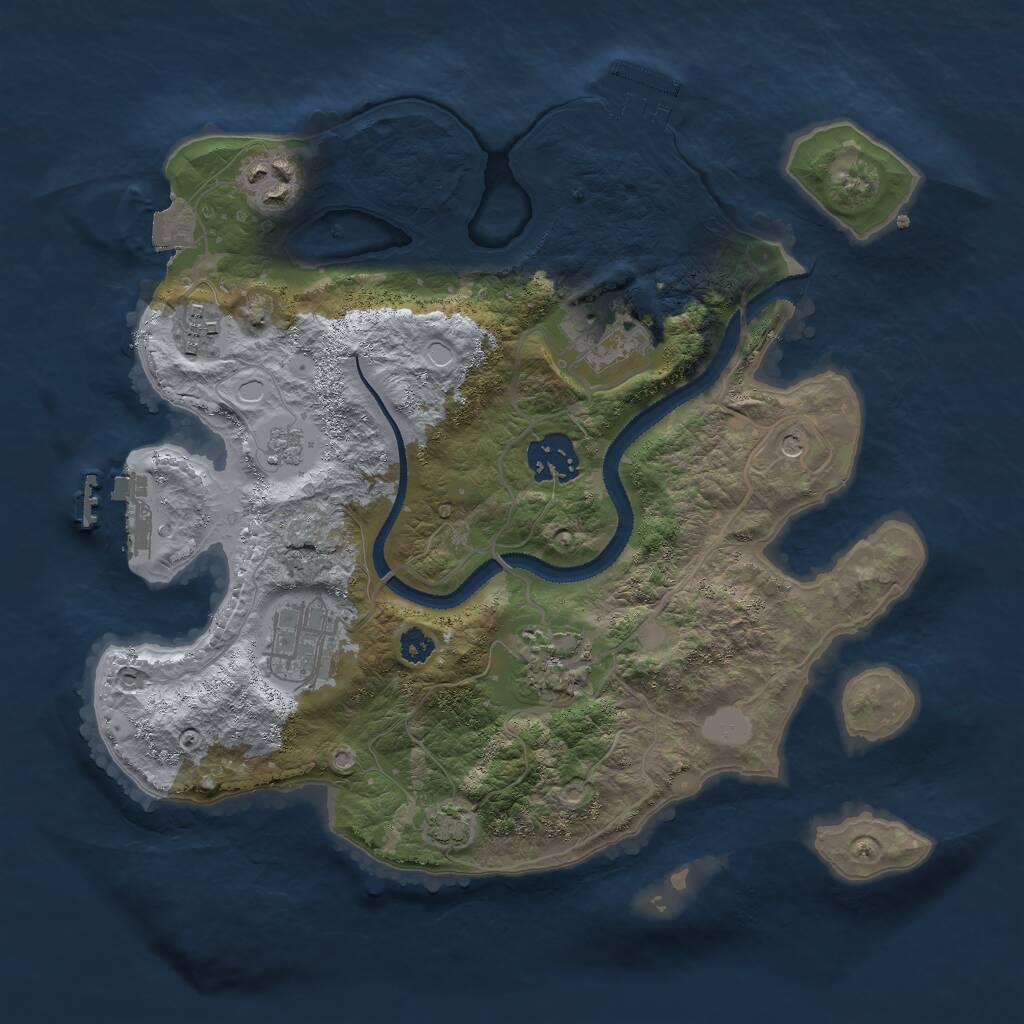 Rust Map: Procedural Map, Size: 3000, Seed: 1370378836, 12 Monuments