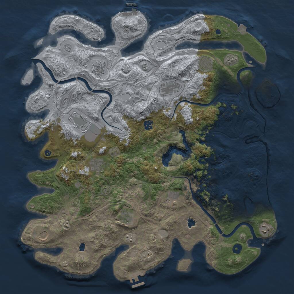 Rust Map: Procedural Map, Size: 4500, Seed: 1191202085, 17 Monuments