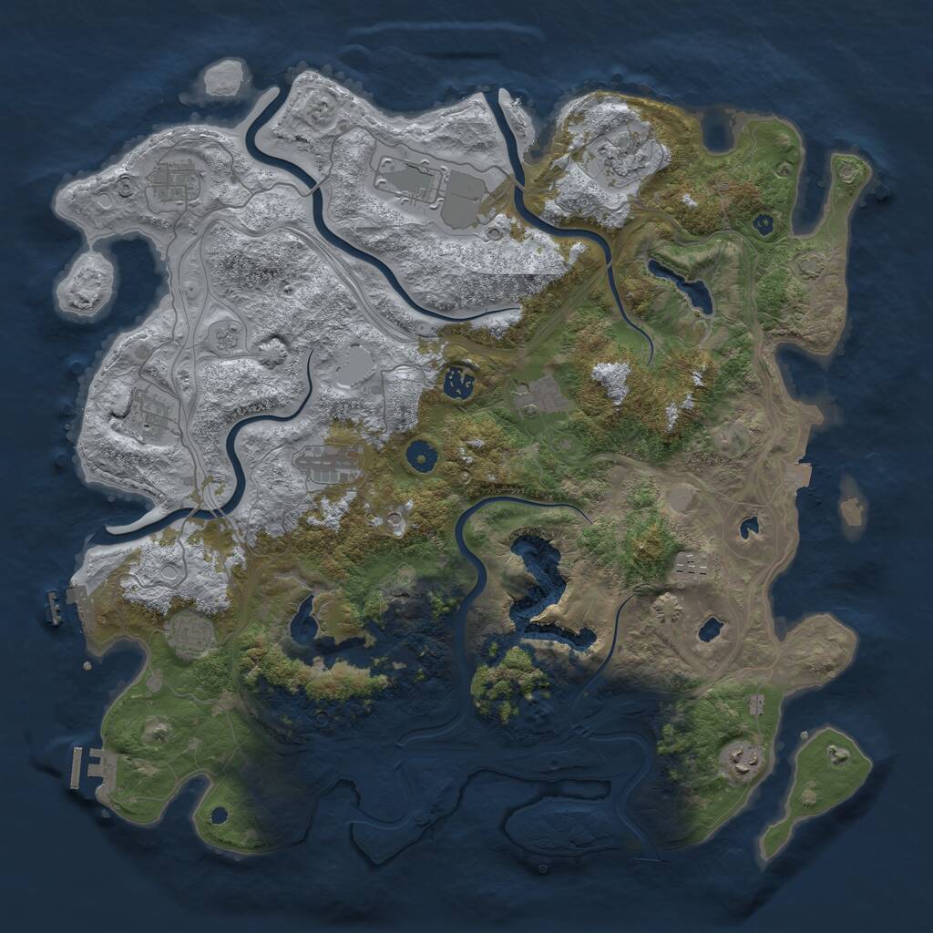 Rust Map: Procedural Map, Size: 4500, Seed: 4567647, 16 Monuments