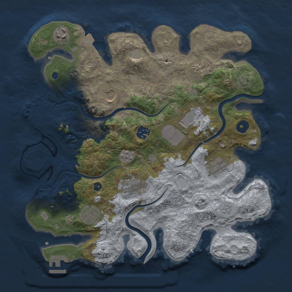 Rust Map: Procedural Map, Size: 3500, Seed: 280416356, 15 Monuments