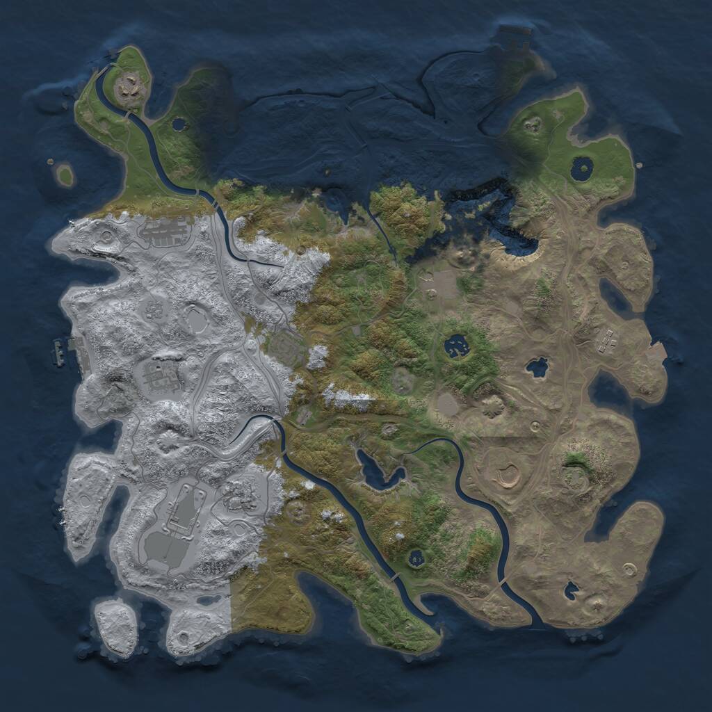 Rust Map: Procedural Map, Size: 4500, Seed: 678987, 16 Monuments