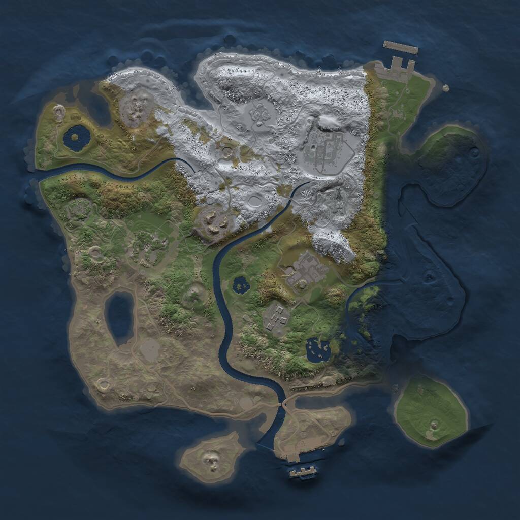 Rust Map: Procedural Map, Size: 3000, Seed: 2089471200, 12 Monuments