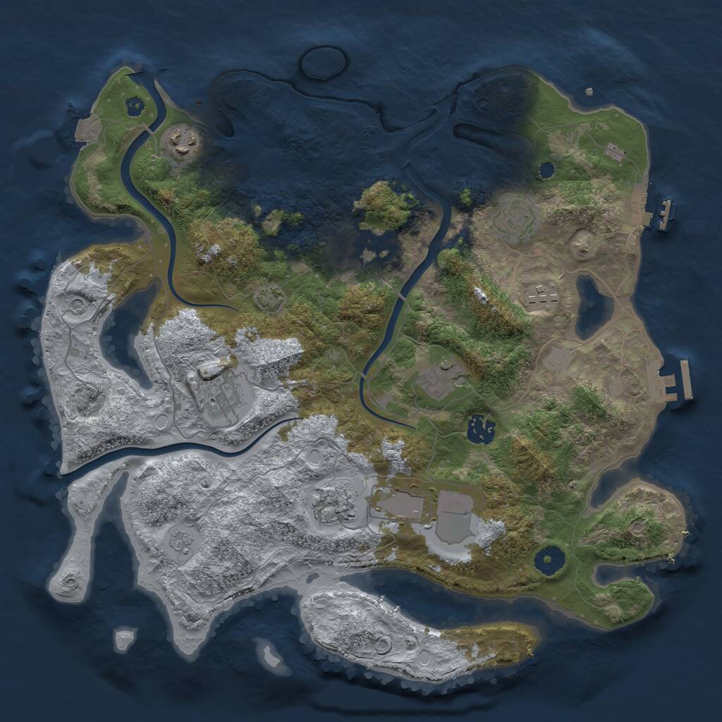 Rust Map: Procedural Map, Size: 3700, Seed: 214960, 15 Monuments