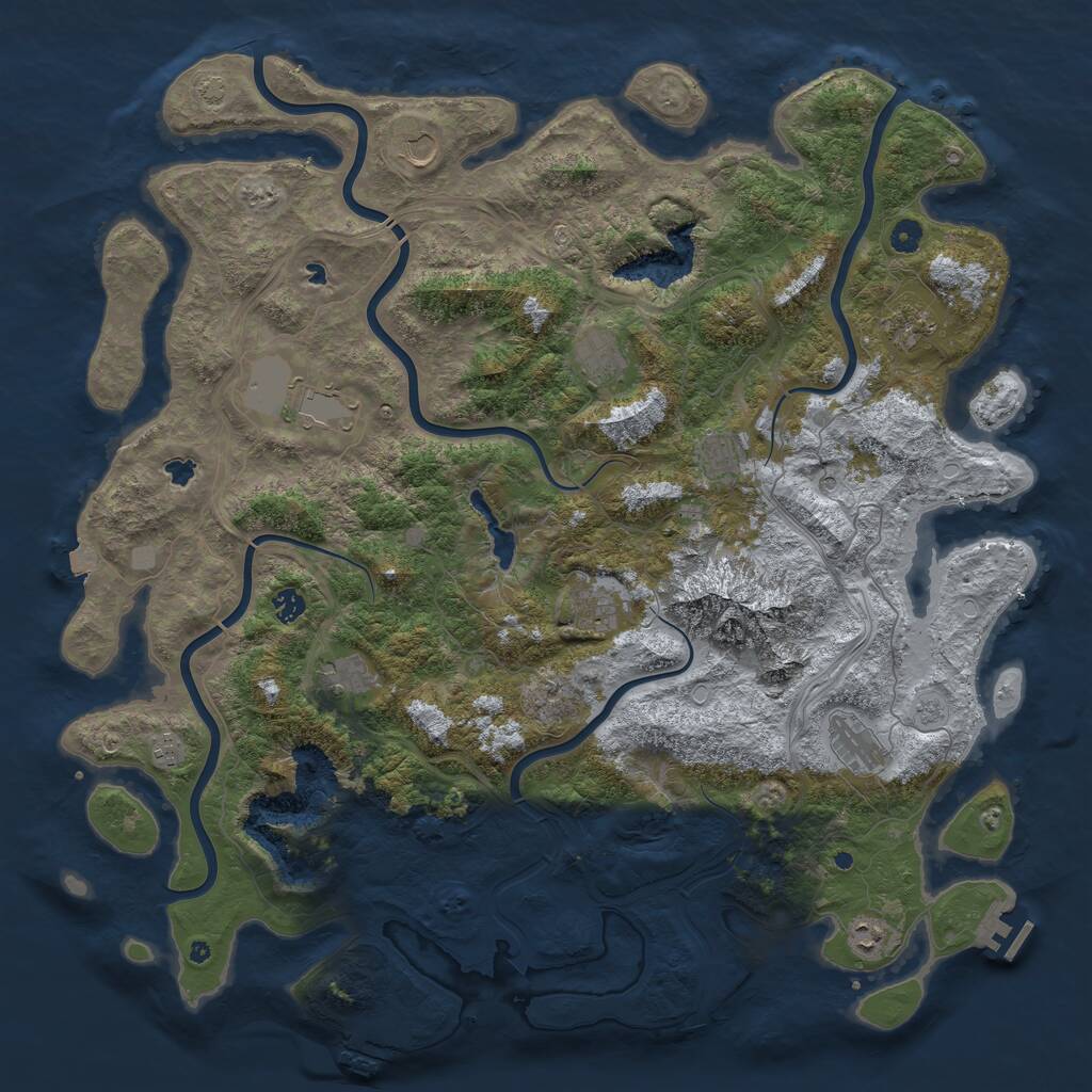 Rust Map: Procedural Map, Size: 5000, Seed: 8977, 17 Monuments