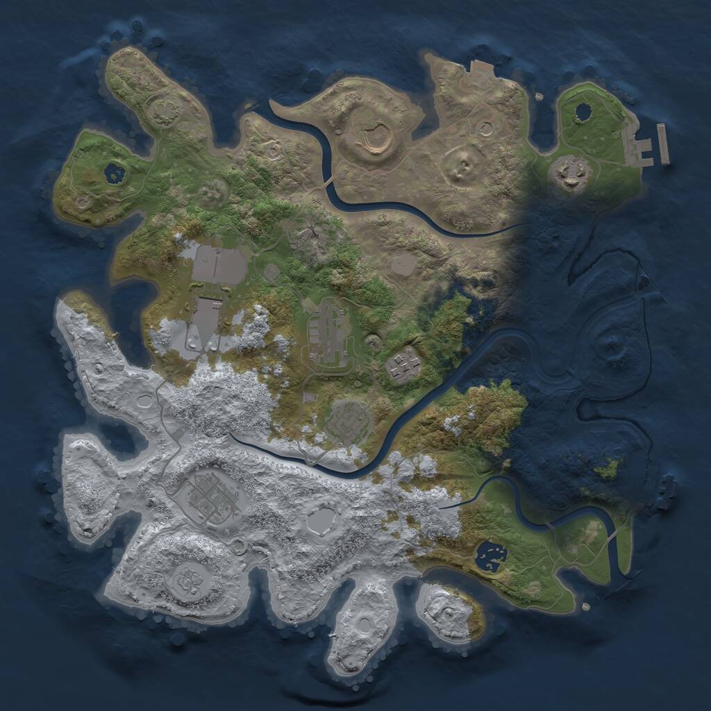 Rust Map: Procedural Map, Size: 3500, Seed: 516753, 14 Monuments