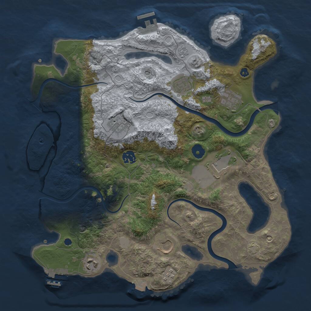 Rust Map: Procedural Map, Size: 3500, Seed: 430823736, 14 Monuments