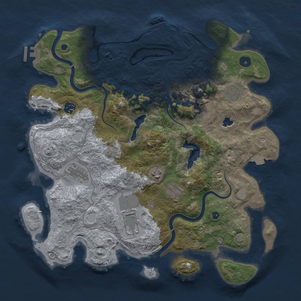 Rust Map: Procedural Map, Size: 4000, Seed: 2135778013, 14 Monuments