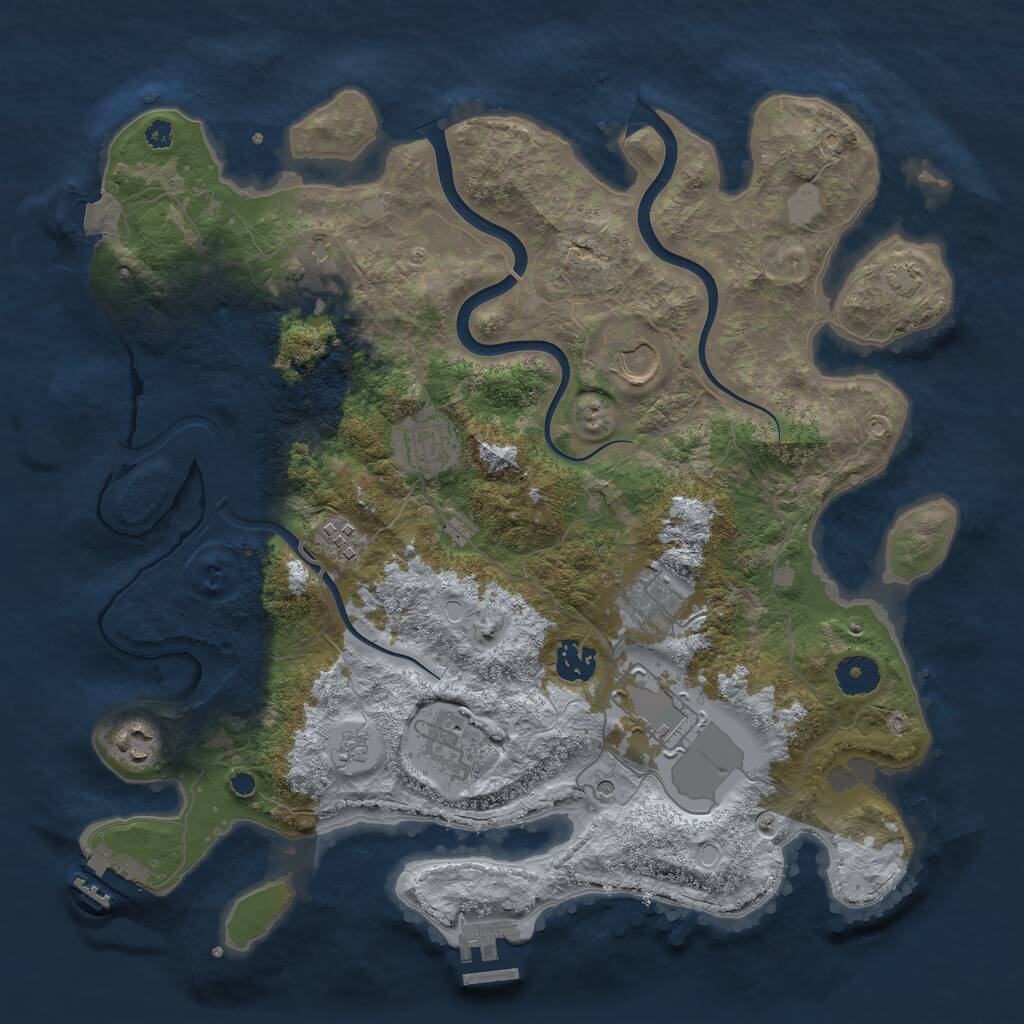 Rust Map: Procedural Map, Size: 3700, Seed: 1207103948, 15 Monuments