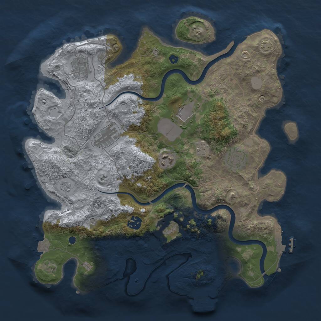 Rust Map: Procedural Map, Size: 3500, Seed: 413703231, 14 Monuments