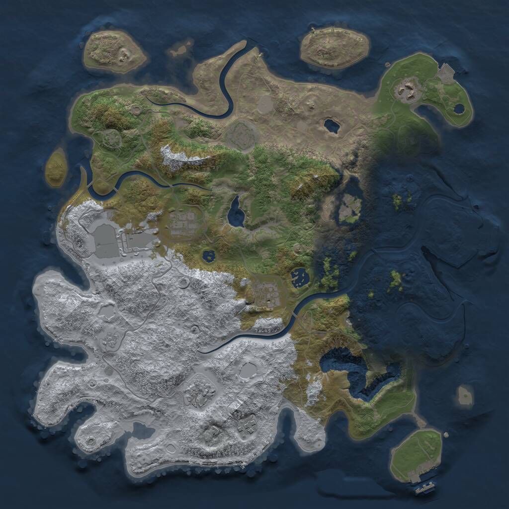 Rust Map: Procedural Map, Size: 4000, Seed: 3489556, 15 Monuments