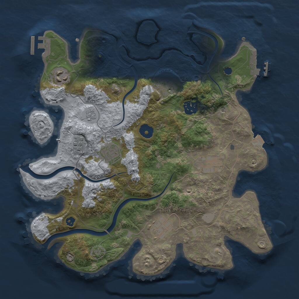 Rust Map: Procedural Map, Size: 3250, Seed: 1095156519, 13 Monuments