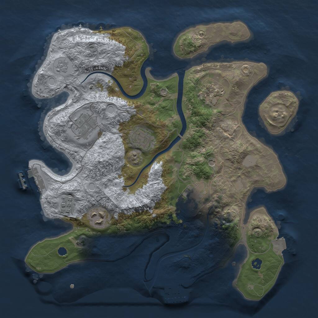 Rust Map: Procedural Map, Size: 3000, Seed: 241689991, 12 Monuments