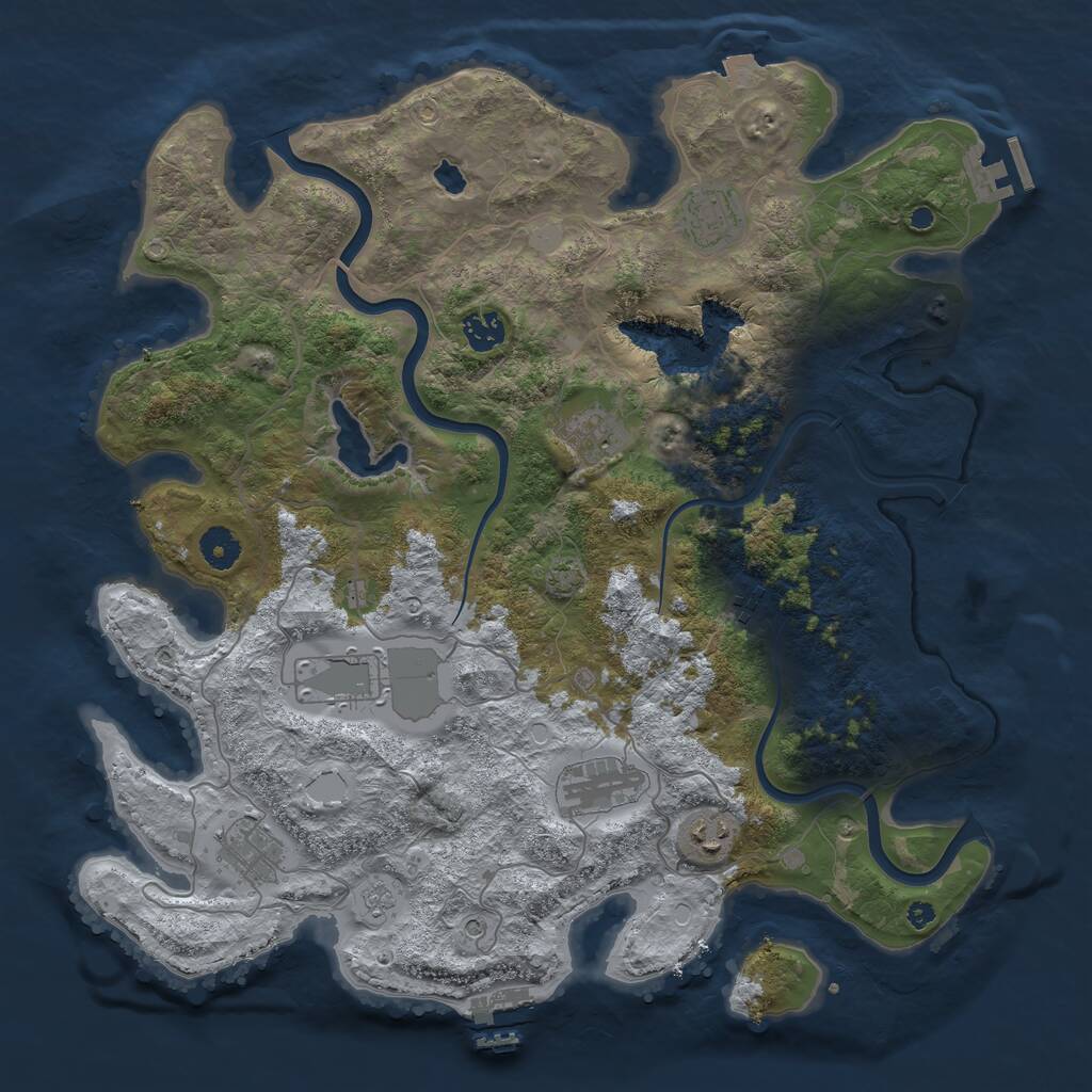 Rust Map: Procedural Map, Size: 4000, Seed: 415023753, 14 Monuments