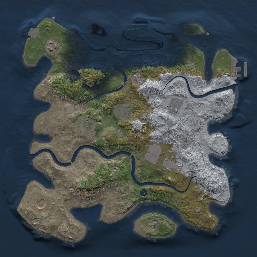 Rust Map: Procedural Map, Size: 3500, Seed: 1777747461, 13 Monuments