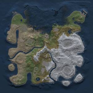 Thumbnail Rust Map: Procedural Map, Size: 3500, Seed: 1302556495, 15 Monuments