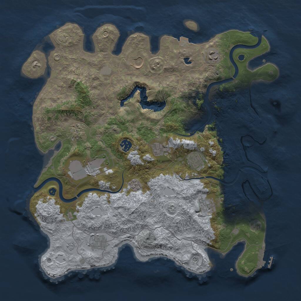 Rust Map: Procedural Map, Size: 4000, Seed: 358808927, 16 Monuments