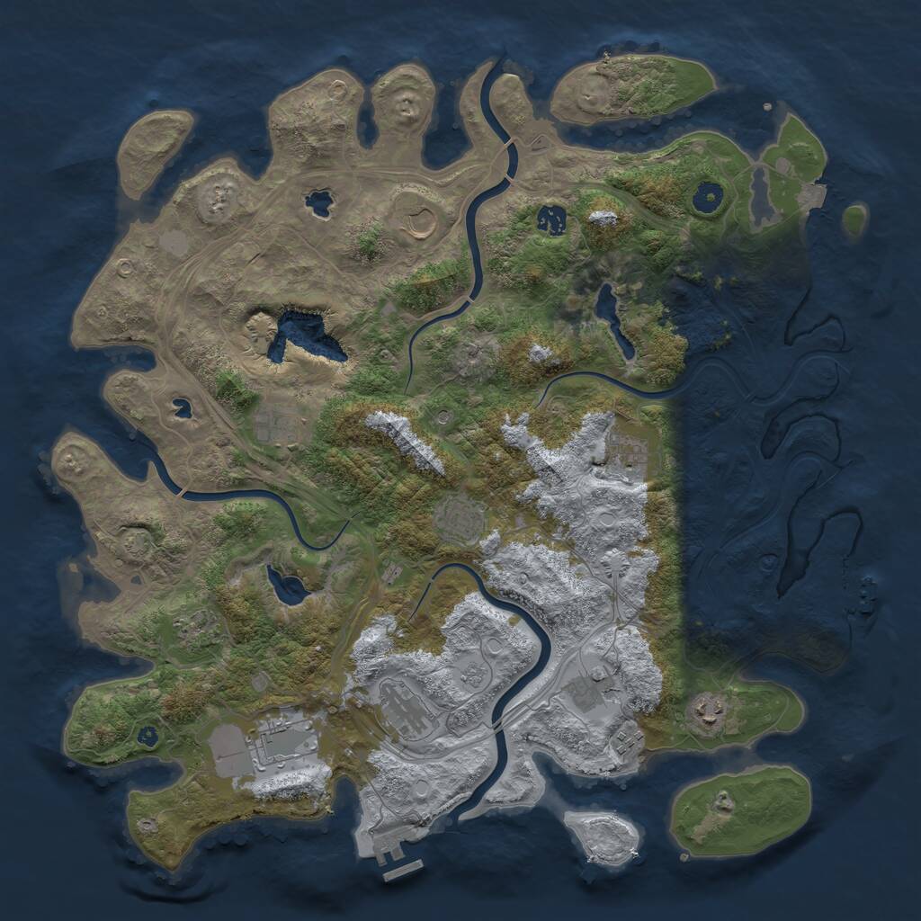 Rust Map: Procedural Map, Size: 4500, Seed: 10123458, 17 Monuments