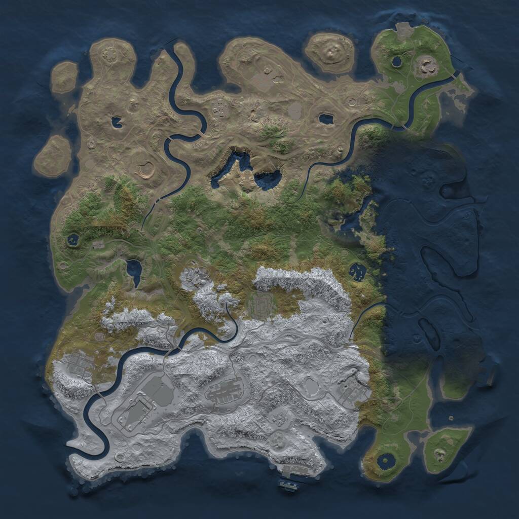 Rust Map: Procedural Map, Size: 4500, Seed: 358808927, 17 Monuments