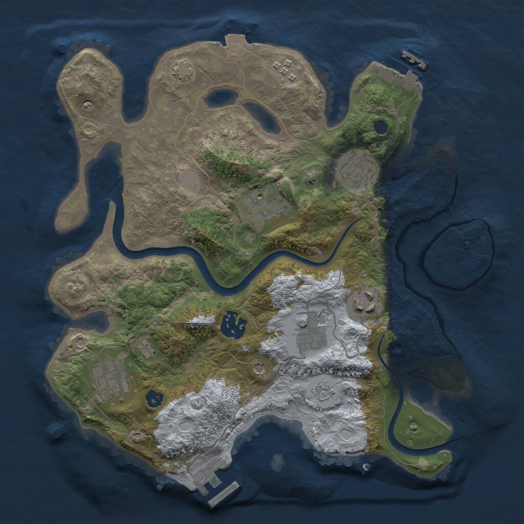 Rust Map: Procedural Map, Size: 3000, Seed: 1848322685, 13 Monuments
