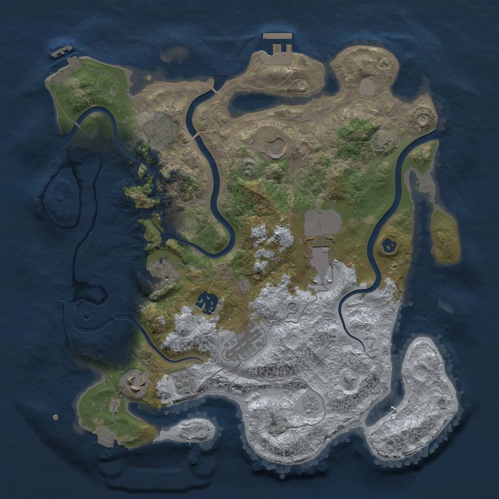 Rust Map: Procedural Map, Size: 3500, Seed: 216708, 14 Monuments