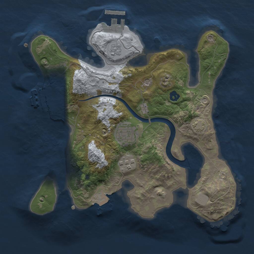 Rust Map: Procedural Map, Size: 2500, Seed: 1286344135, 8 Monuments
