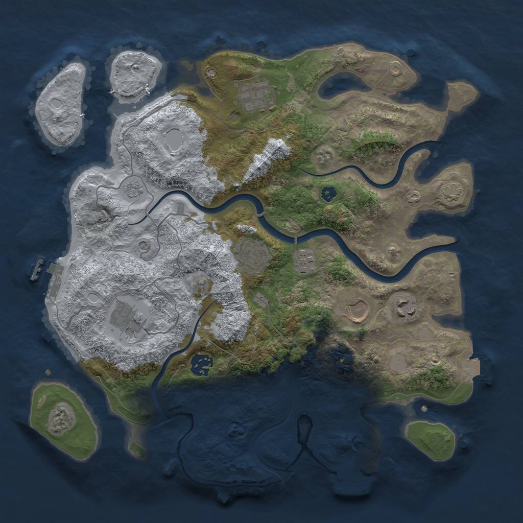 Rust Map: Procedural Map, Size: 3500, Seed: 987654320, 13 Monuments