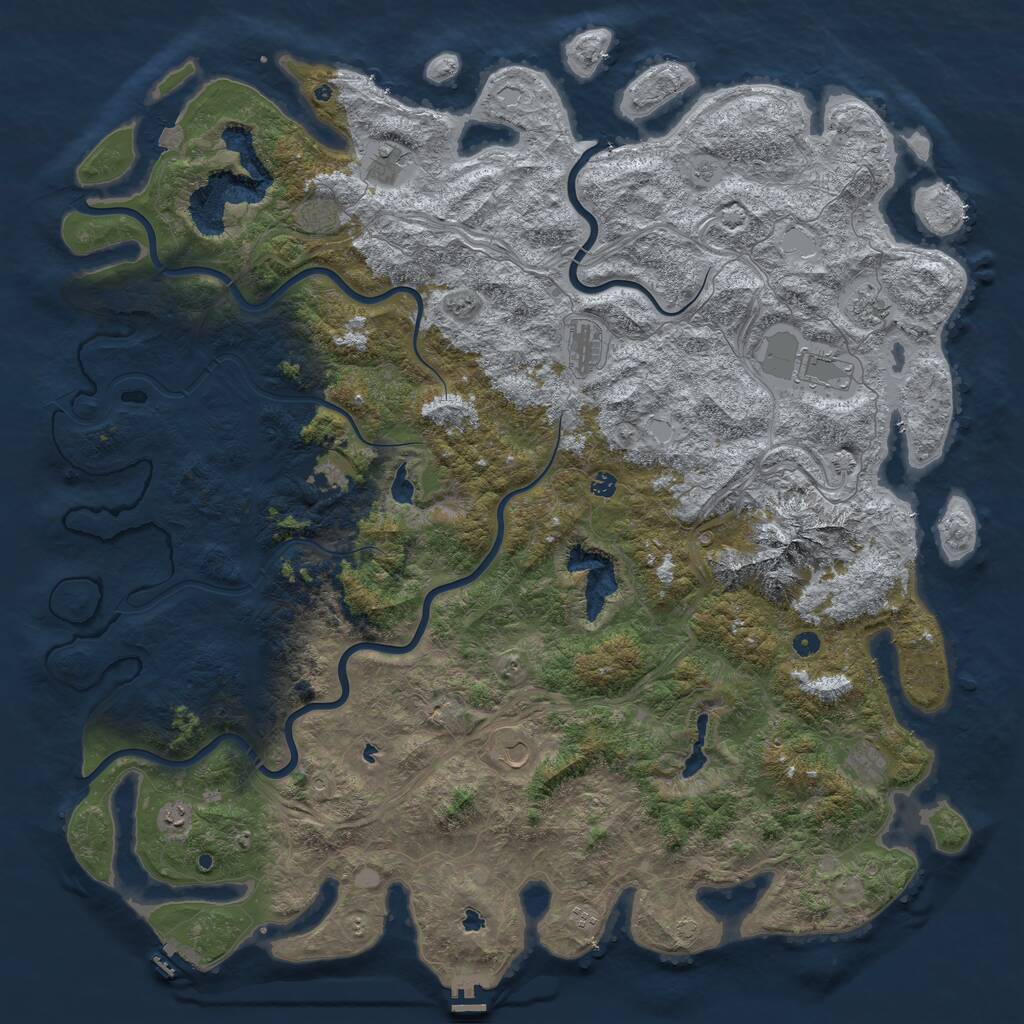 Rust Map: Procedural Map, Size: 6000, Seed: 499421763, 17 Monuments