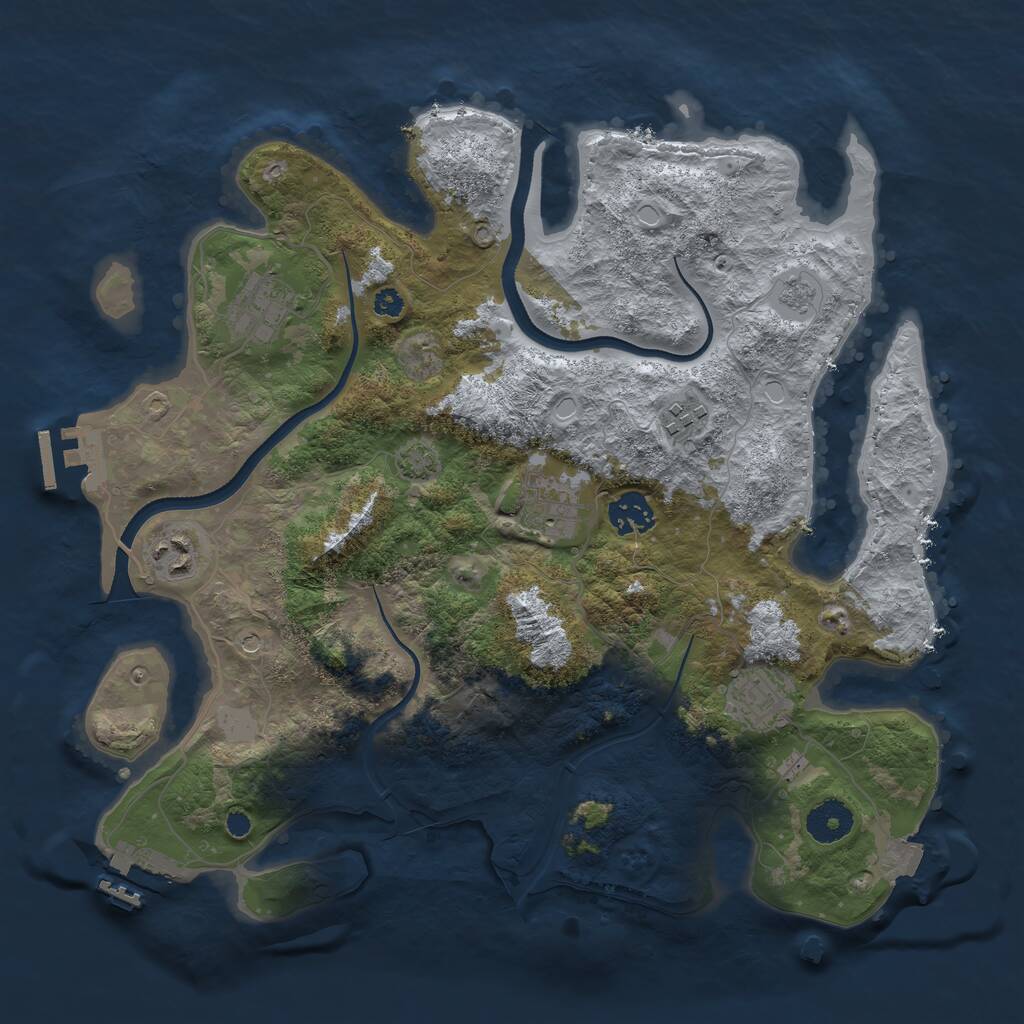 Rust Map: Procedural Map, Size: 3500, Seed: 730276314, 12 Monuments