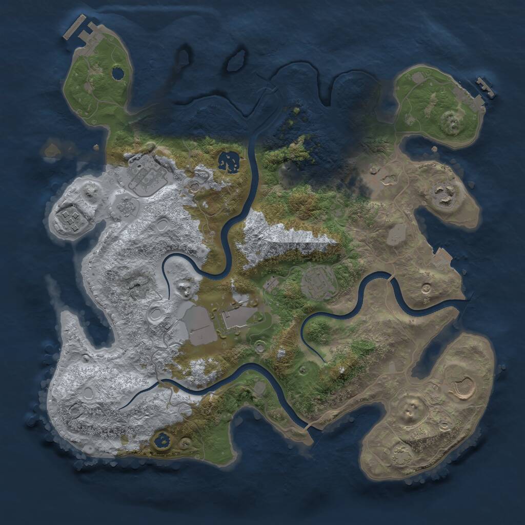 Rust Map: Procedural Map, Size: 3500, Seed: 1829224630, 14 Monuments