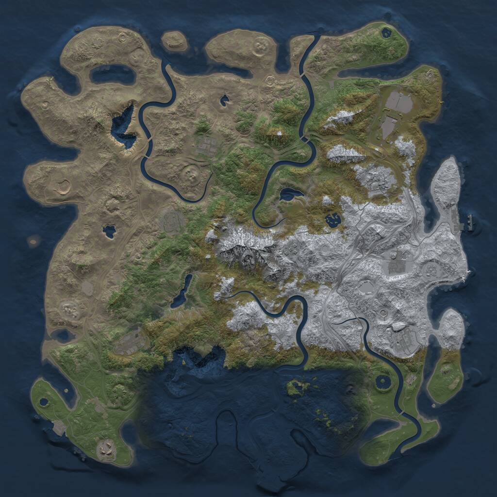 Rust Map: Procedural Map, Size: 5000, Seed: 607007932, 17 Monuments