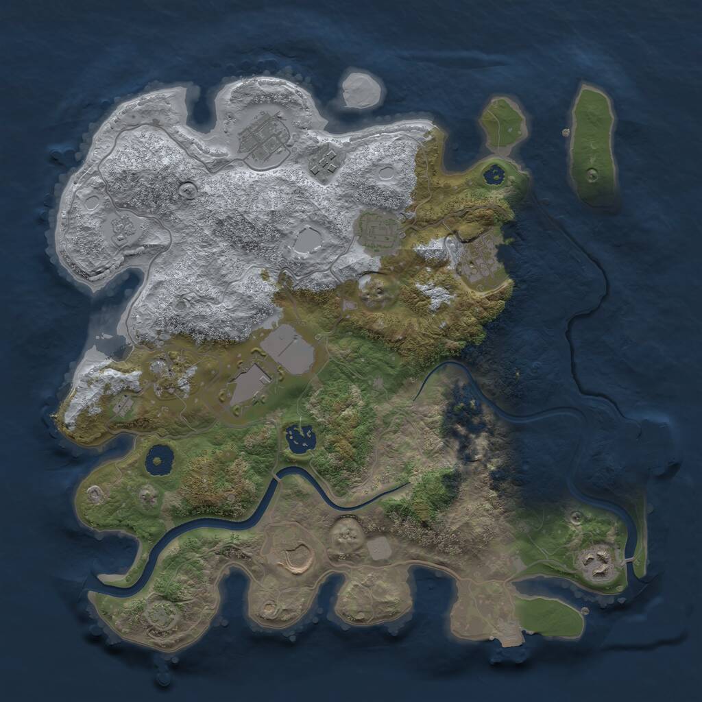Rust Map: Procedural Map, Size: 3500, Seed: 1784339808, 13 Monuments