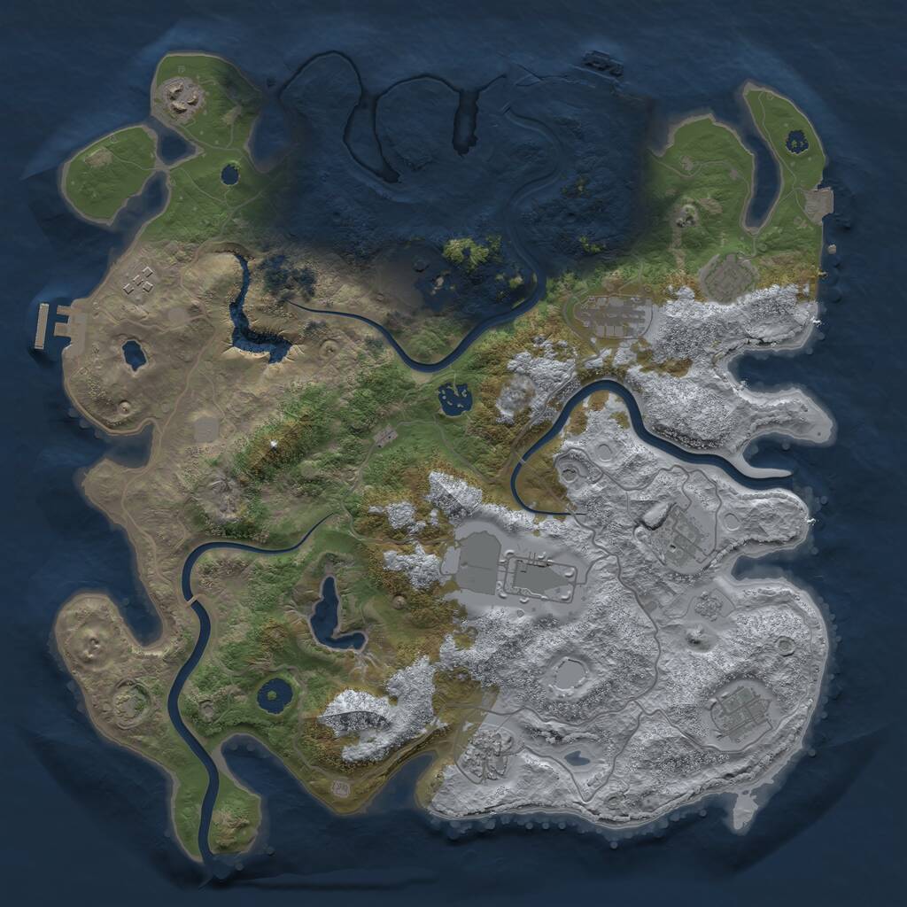 Rust Map: Procedural Map, Size: 4000, Seed: 2004791113, 16 Monuments