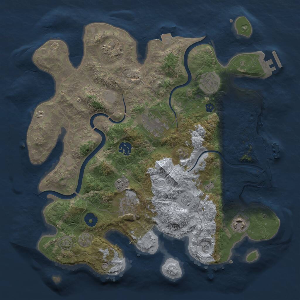 Rust Map: Procedural Map, Size: 3400, Seed: 55420, 13 Monuments