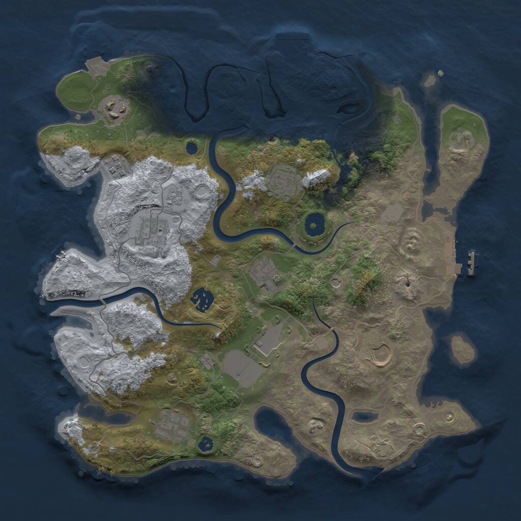 Rust Map: Procedural Map, Size: 3500, Seed: 18288954, 15 Monuments