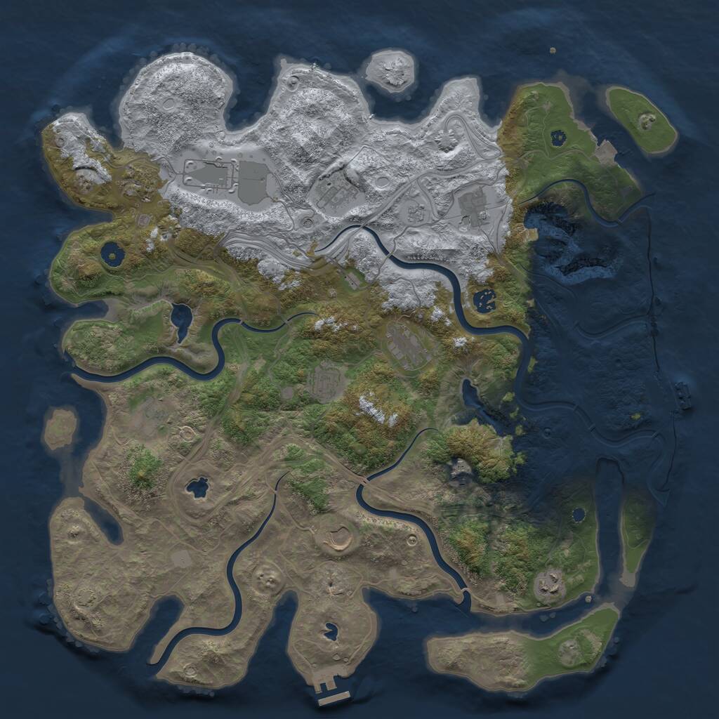 Rust Map: Procedural Map, Size: 4500, Seed: 3757842, 17 Monuments