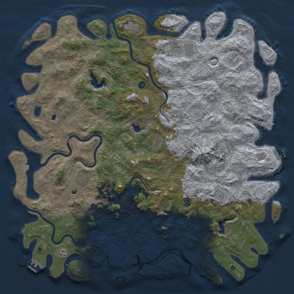Rust Map: Procedural Map, Size: 6000, Seed: 45256, 17 Monuments