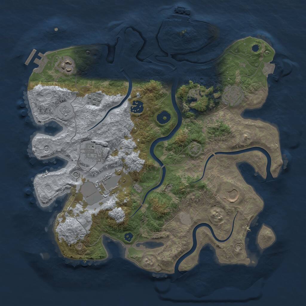 Rust Map: Procedural Map, Size: 3500, Seed: 4567458, 13 Monuments