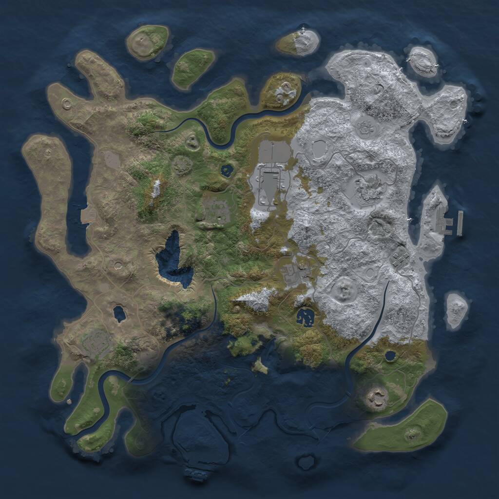 Rust Map: Procedural Map, Size: 4000, Seed: 45256, 14 Monuments