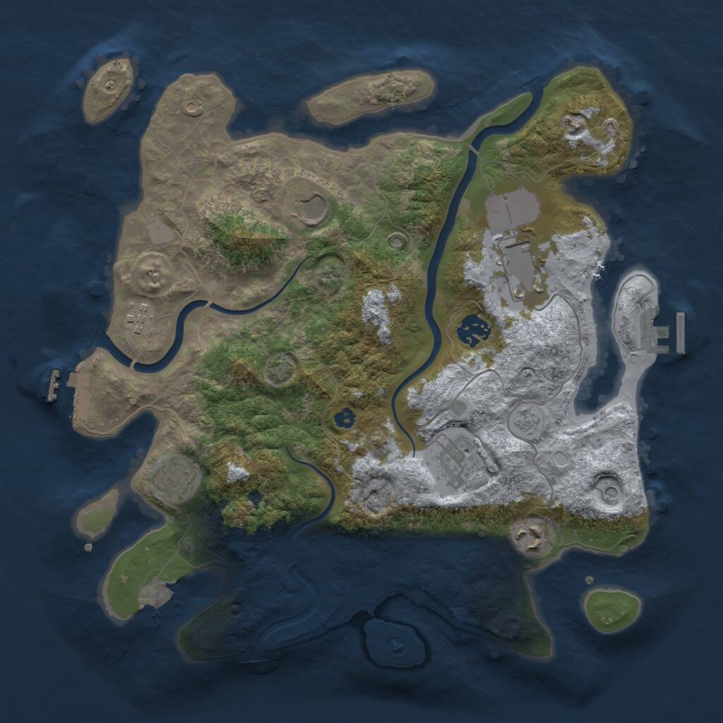 Rust Map: Procedural Map, Size: 3500, Seed: 902316, 13 Monuments