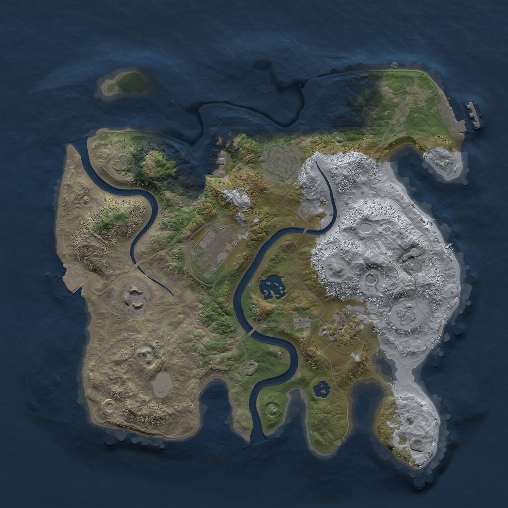 Rust Map: Procedural Map, Size: 3000, Seed: 55744425, 11 Monuments