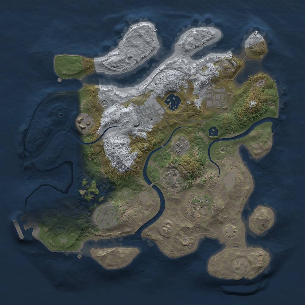 Rust Map: Procedural Map, Size: 3000, Seed: 919813525, 11 Monuments