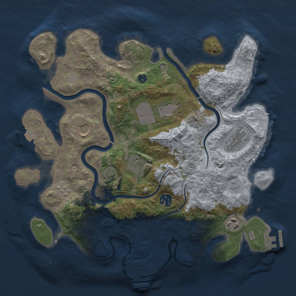 Rust Map: Procedural Map, Size: 3500, Seed: 782826508, 13 Monuments
