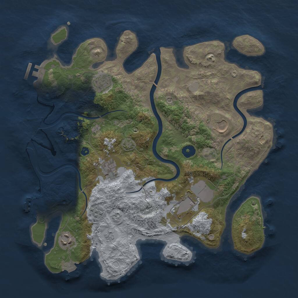 Rust Map: Procedural Map, Size: 3500, Seed: 1633060524, 12 Monuments