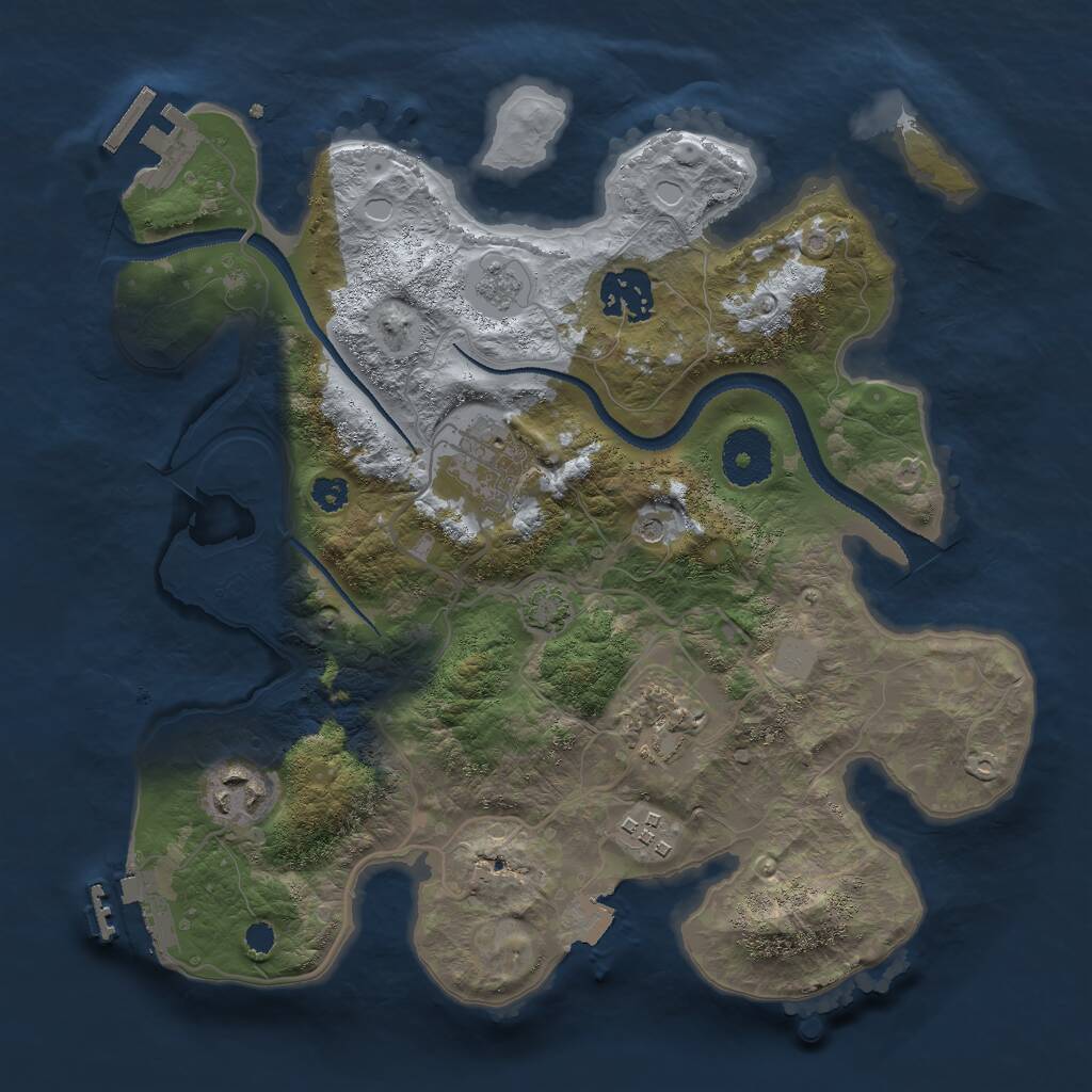 Rust Map: Procedural Map, Size: 3000, Seed: 123017, 11 Monuments
