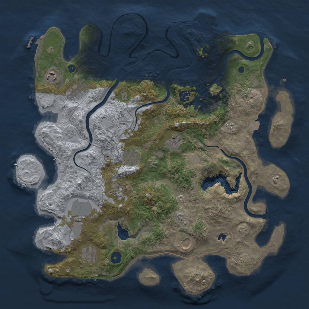 Rust Map: Procedural Map, Size: 4000, Seed: 1322784083, 16 Monuments