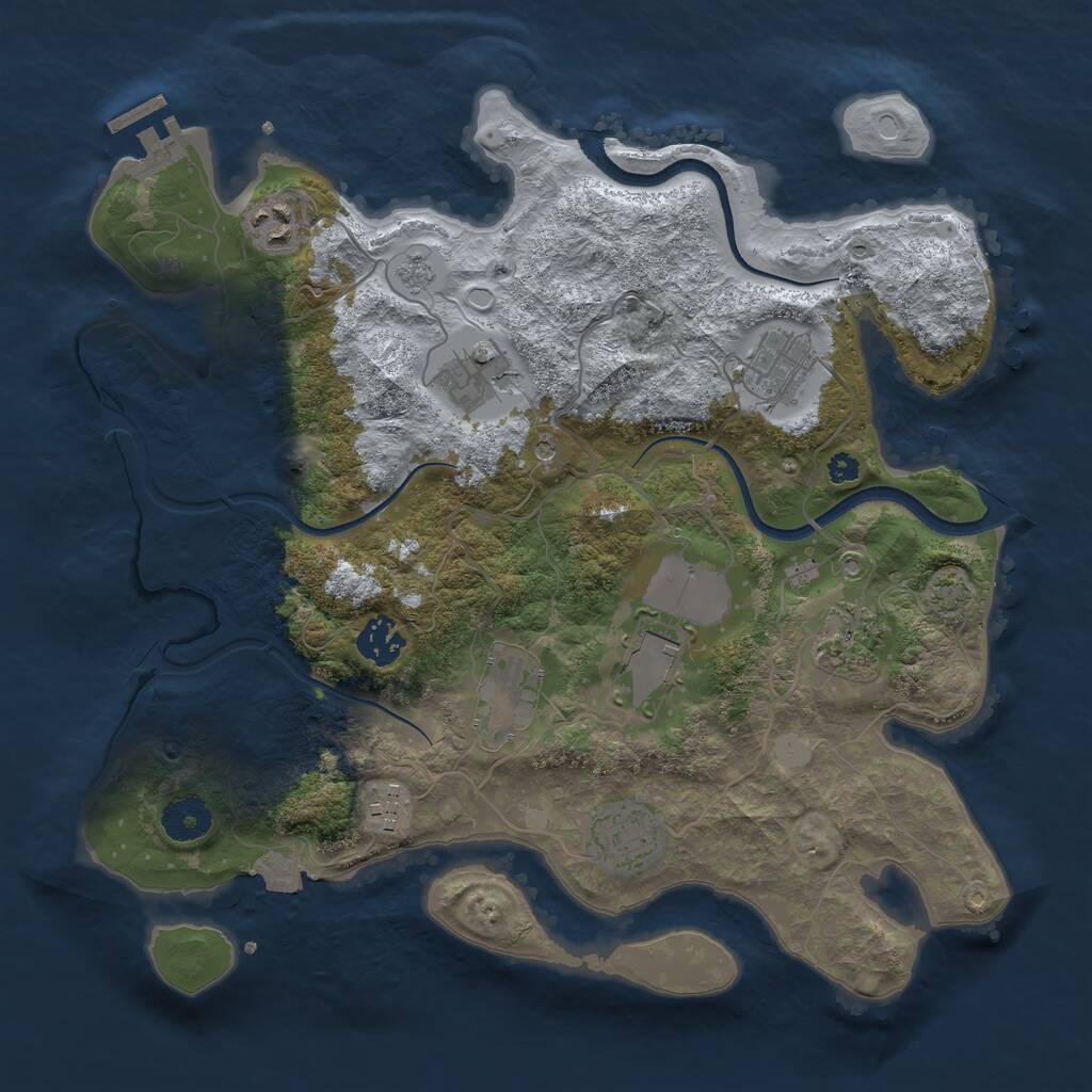 Rust Map: Procedural Map, Size: 3500, Seed: 292926697, 14 Monuments