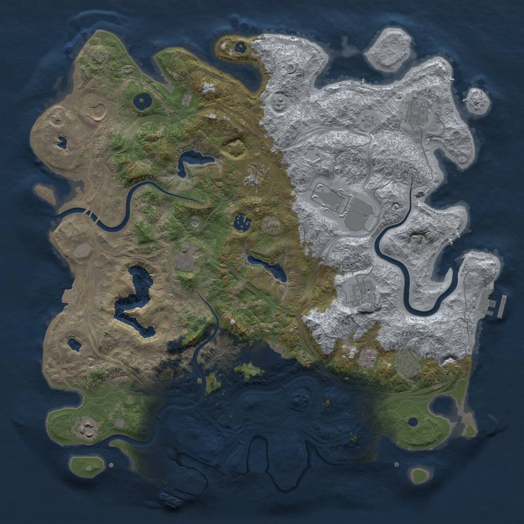 Rust Map: Procedural Map, Size: 4500, Seed: 490385515, 17 Monuments
