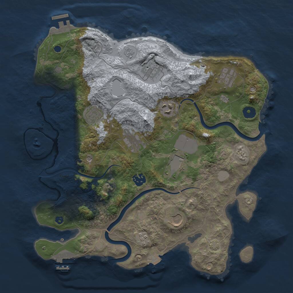 Rust Map: Procedural Map, Size: 3500, Seed: 1213365132, 15 Monuments
