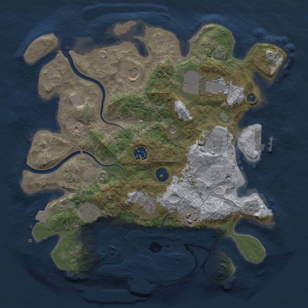 Rust Map: Procedural Map, Size: 3500, Seed: 103244434, 14 Monuments